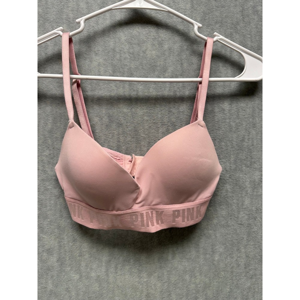 Victoria's Secret PINK Push‎ Up Bra Pink Wireless Logo Band 32B
